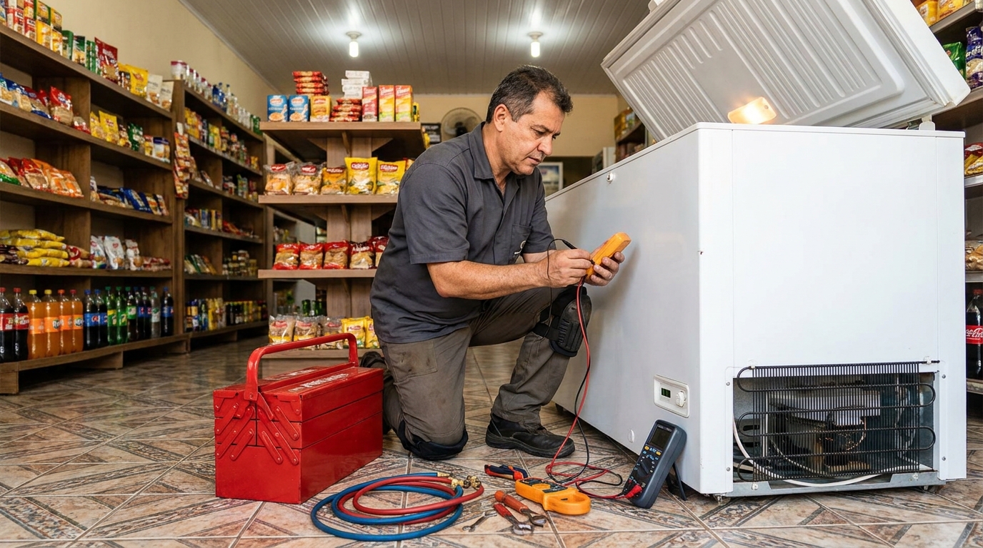 Carga de gás em freezer no Jardim Jordão, Jaboatão dos Guararapes‑PE
